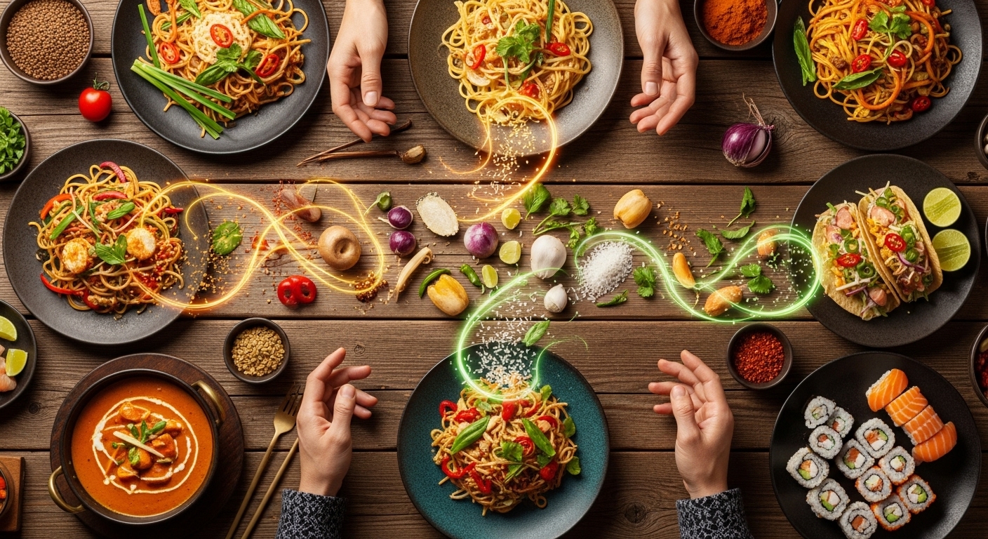 Explore new cuisines - diverse dishes from around the world